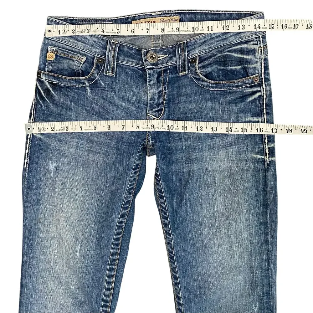 Big Star Sweet Bootcut Jeans Womens 27L Low Rise Embroidered Pocket Y2K - Picture 5 of 13